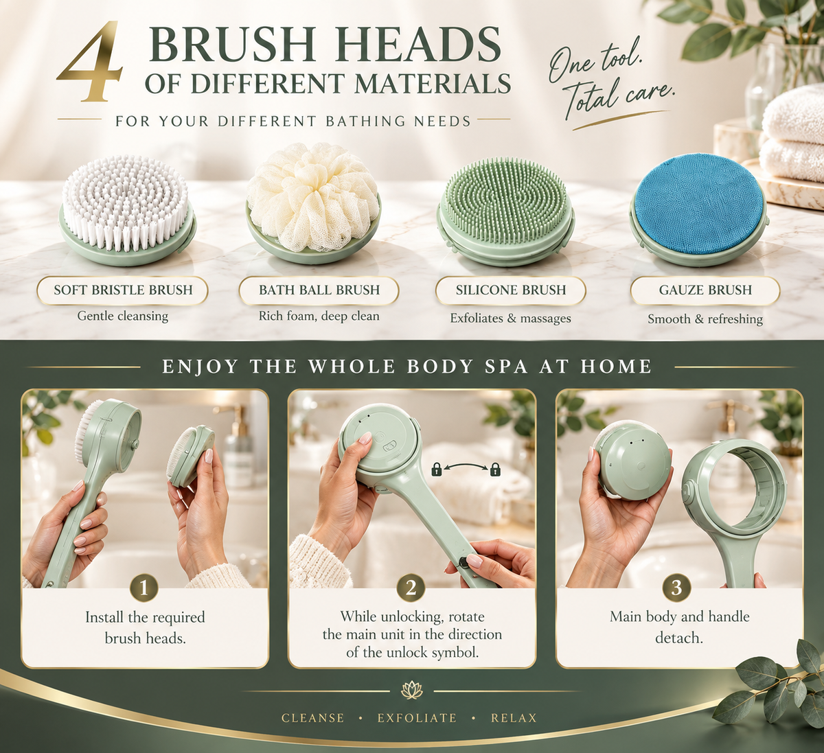 Live With Ease™ Body Buzz Motorised 360° Spinning Body Brush