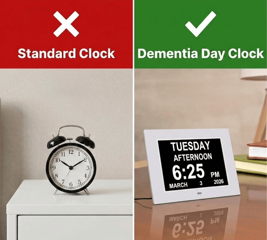 Live With Ease™ Memory Support Clock for Seniors & Dementia Care